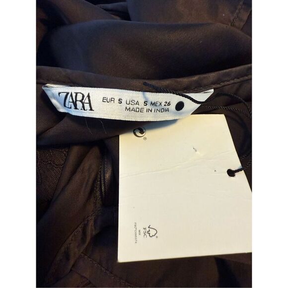 ZARA Limited Edition Chocolate Brown Embroidered Camisole Size S - Picture 10 of 12